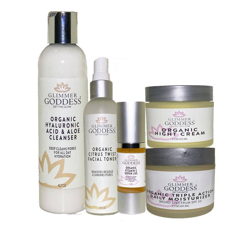 Organic Anti-Wrinkle Solution 5 PC Kit - Vita Luxe Skin Care 